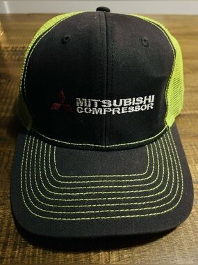 Mitsubishi Compressor Black & Neon Green Mesh Cap